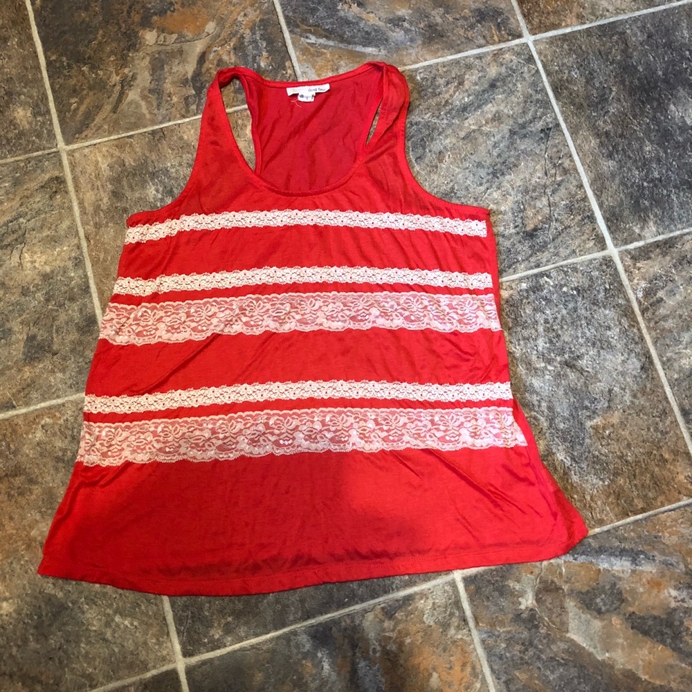 Large coral and lace tank